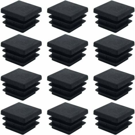 40 Pièces Embouts Carrés pour Meubles Bouchons de Tube Carrés en Plastique 20mm x 20mm Bouchons de Tube Tapis Antidérapant Embout Rectangulaire Noir Bouchons d'Insertion Cache-Tuyau pour Chaises Burea