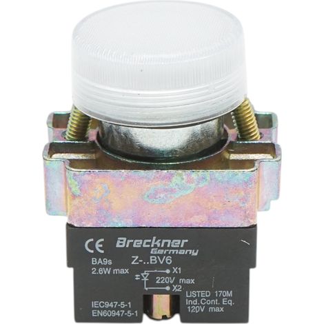 Pulsante indicatore LED bianco 220V LAY5 Breckner Germany (1/5)