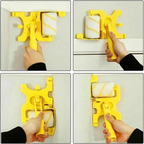 1 Rouleau à peinture, Brosse de coupe Clean Cut, Poignée rotative multidirectionnelle, Tête amovible, Pour murs plafonds (1/4)