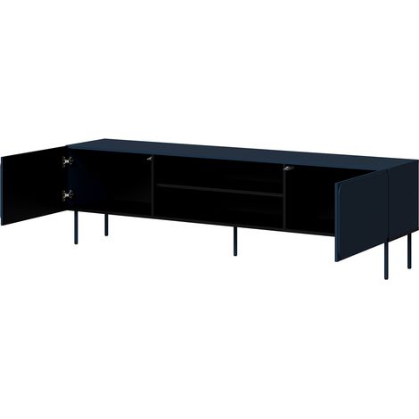 Mobile Porta tv Cesara, un Ripiano, 2 Ante, con Piedini in Metallo, 200x42x57h cm blu