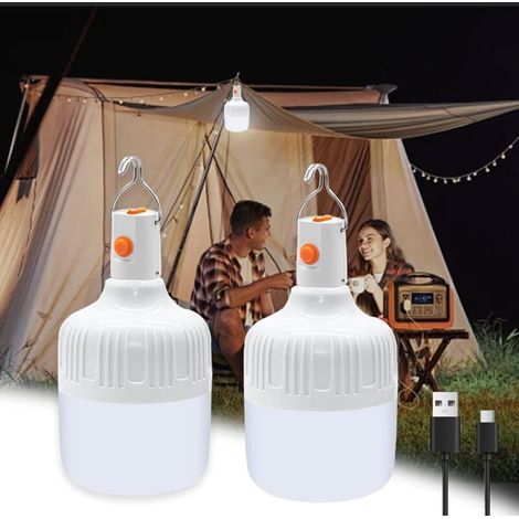 LED-Campinglampe, USB-wiederaufladbar, 3 Leuchtmodi, Helligkeit einstellbar, tragbare Campinglaterne zum Angeln, Wandern und Campen (1/4)