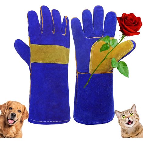 Gants résistants à la chaleur et au feu, gants de sécurité très résistants pour la lutte contre les incendies, cheminée, four (bleu, taille unique pour homme et femme) (1/5)