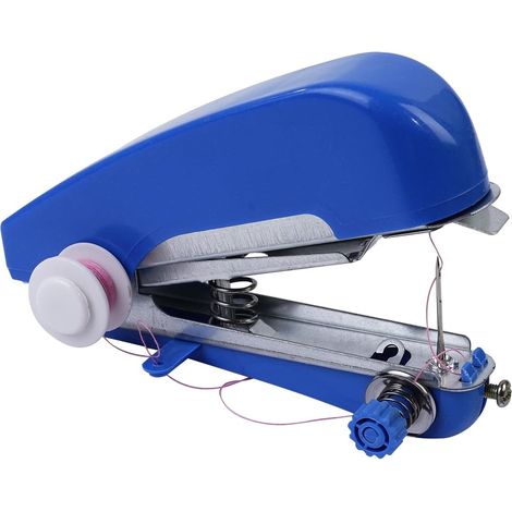 Mini Machine à Coudre Manuelle - Mini Outil de Couture Portable à Ressort pour travaux d'aiguille/Arts/Artisanat/projets de Couture, Bleu (1/5)
