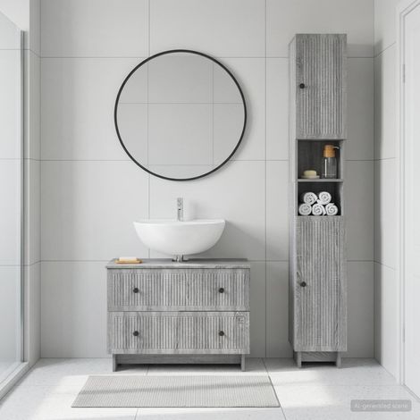 vidaXL 2 Piece Bathroom Cabinet Set EDE Grey Sonoma Engineered Wood (1/5)