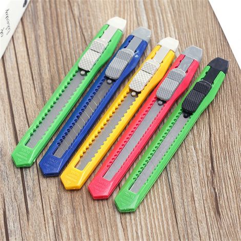 Cutter Rétractable - Lame 2 cm - Verrouillage De Sécurité - Pour Bureau Maison Artisanat - Lot De 5 (1/5)