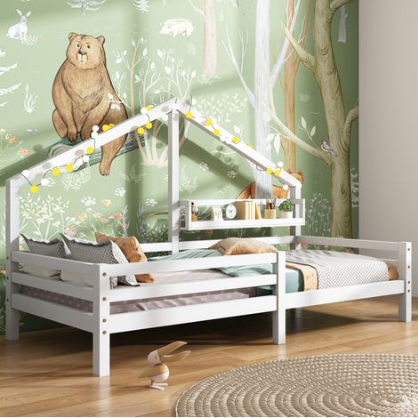 lit chambre enfant rangement 90x200 blanc scandinave OKMYHOME (1/5)