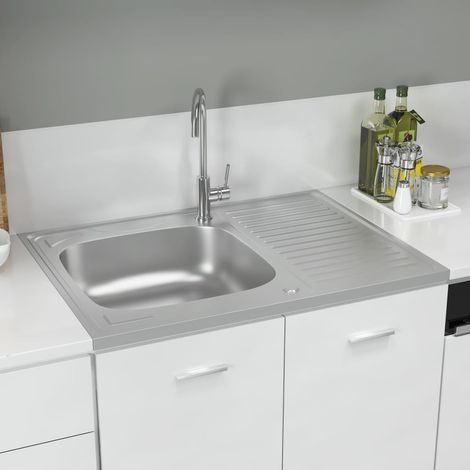 Evier cuisine - et égouttoir - Bac Vasque pour cuisine - Argenté 800x600x155 mm Inox Chic-948238 (1/5)