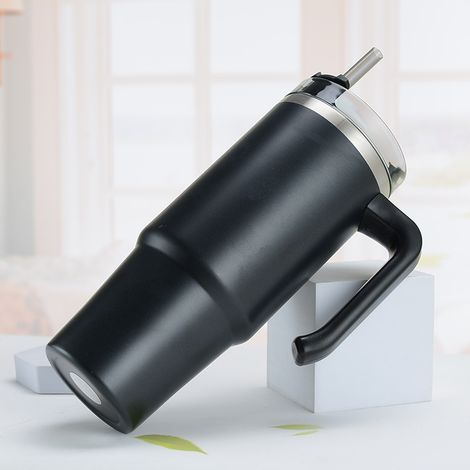Gobelet thermique inox 304 grande capacité, tasse isotherme pour voiture avec poignée, récipient à café froid transportable, coupe de voyage robuste et pratique (1/5)