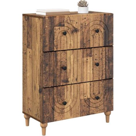 Commode Vintage en Bois à 4 Tiroirs, Meuble de Rangement Style Rétro 66 x 34,5 x 90 cm pour Salon, Chambre et Entrée (1/5)