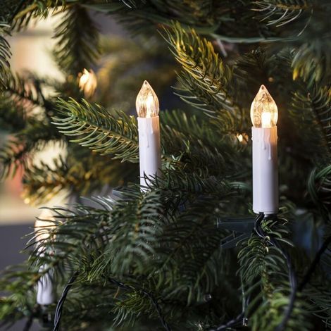 Dekorative Lichterkette mit 20 warmweißen LED-Kerzen (9,6 x 1,7 cm) für Weihnachtsbäume im Innenbereich, inklusive drei Batterien (1/4)