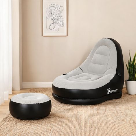Fauteuil coloris gris clair en plastique 125 x 100 x 87 cm (1/5)