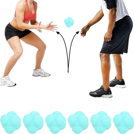 Ballon d'Entraînement en Forme d'Hexagone en Silicode Souple pour Améliorer Coordination et Réflexes - Bleu
