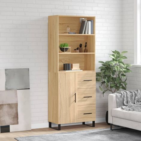 Buffet haut,Buffet de salon,Commode Meuble de rangement,Style Industriel Chêne sonoma 69,5x34x180 cm Bois d'ingénierie VNWE847902 (1/5)