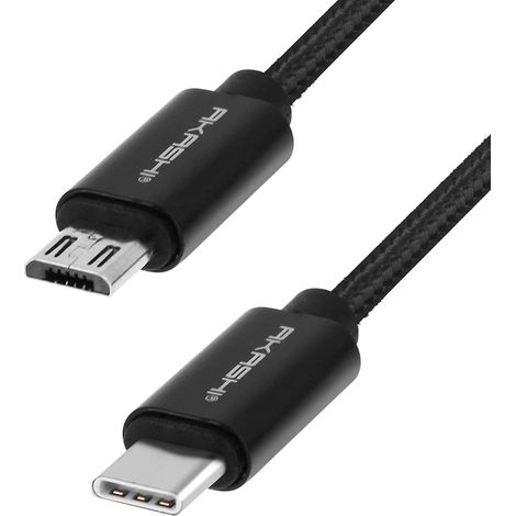 Câble de données USB-C vers micro-USB compatible - transfert de données et chargement - 1 mètre, noir (1/5)