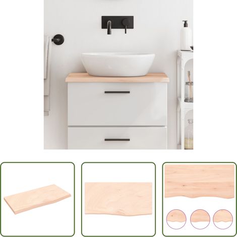 Bois de chêne massif - Comptoir de salle de bain 60x30x2 cm bois massif non traité (1/5)