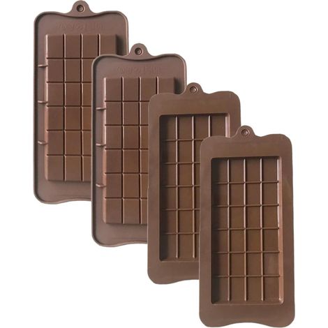 4 Pièces Moulle à Chocolat Silicone, Moules Chocolat, Silicone Bonbons, pour Chocolats, Savon, Gâteau (Carré) 2 - (1/5)