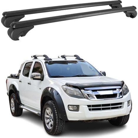 OMAC Aluminium Dachträger Querträger für Isuzu D-Max 2012-2018 – TÜV / DIN 75302:2019 – Abschließbar – Max. 75 kg – 2 Stangen Schwarz (1/5)