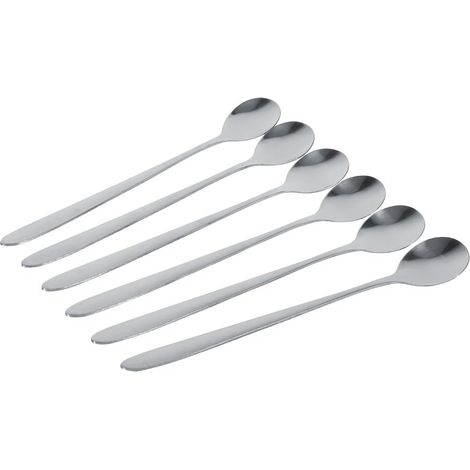 Cuillère En Acier Inoxydable - 18 Cm - Pour Café Latte Thé Glacé Crème Glacée Soupe - Lot De 6 (1/5)
