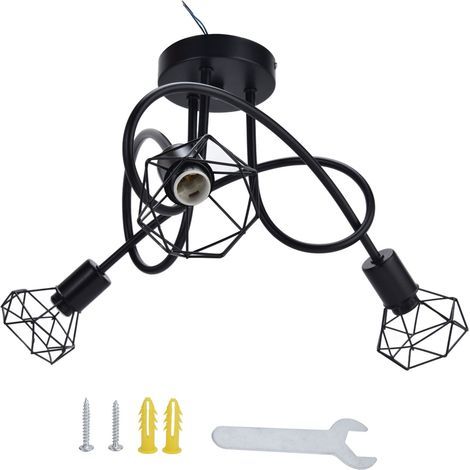 Lampadaire Suspendu à 3 Bras en Fer Ajouré, E14 pour Salon/Chambre/Salle à Manger (1/5)