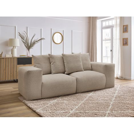 BOBOCHIC - Canapé droit fixe modulable VOLTAIRE tissu chiné   Taupe (1/5)