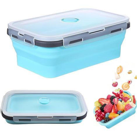 Récipient Pliable en Silicone avec Couvercle 1200ML, Boîte à Lunch Portable pour Pique-nique en Plein Air, Peu Encombrant, Résistant au Micro-ondes, au Lave-Vaisselle et au Congélateur (1/5)