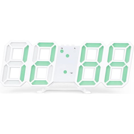 Horloge murale numérique LED 3D avec affichage de la température et du calendrier, réveil électronique, décoration de chambre, lumière verte (1/4)