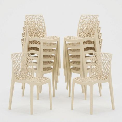 Stock 22 Sedie Impilabili Per Bar e Ristoranti Bar In Polipropilene Gruvyer Grand Soleil - Beige (1/5)