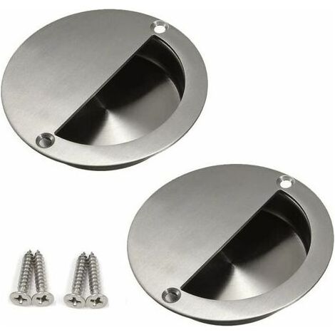 Poignées de porte coulissantes roulées, poignée ronde en acier inoxydable de 90 mm avec vis de fixation (1/5)