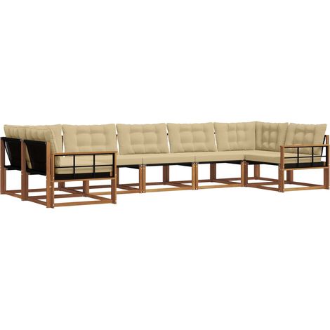 Ensemble de canapés d'extérieur 7 pcs Salon de jardin Naturel et Beige (1/5)