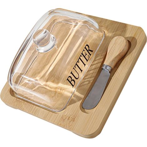 Boîte à Beurre avec Couvercle Transparent Naturel Support de Fromage et Beurre avec Trancheur Récipient Hermétique pour Conservation Réfrigérateur Ustensile de Table Domestique (1/5)