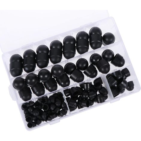 Milisten Lot de 145 cache-écrous et boulons en plastique noir (1/5)