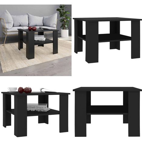 Table basse Noir 60x60x42 cm Bois d’ingénierie - Table Basse - Meuble Salon - Table D'appoint - Table Noire - Table Design - Home & Living (1/5)