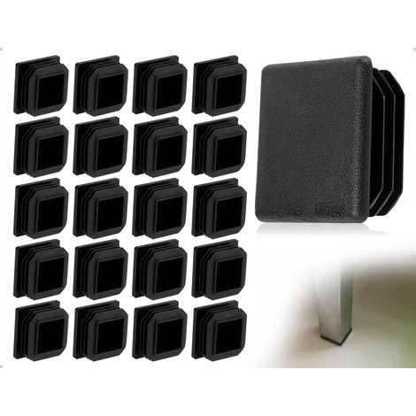 20 pièces de Bouchons de tuyaux,Bouchons à Lattes en Plastique,Bouchons carrés,Couvre-tuyaux,Bouchons d'extrémité carrés,Embouts de Pieds,Embouts,pour Tubes carrés(Noir,25 25 mm) (1/5)
