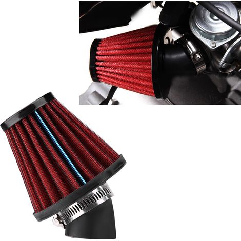 Filtre à air universel coudé à 45° pour moto, 48 mm/1,9 pouce, rouge. (1/5)
