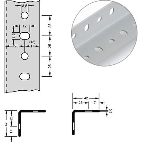 hofe, Cornière d'acier pour système modulaire, 42 x 42 x 2 mm,