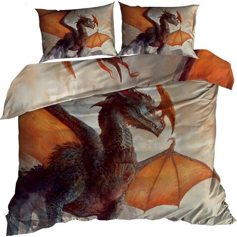 Ropa de cama de satén de algodón 3D de 160x200cm con diseño de dragón (1/2)