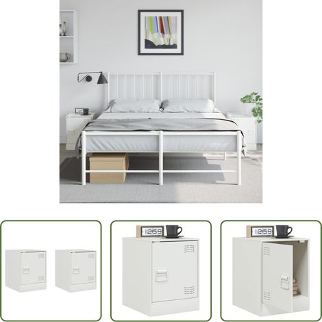 vidaXL Mesitas de noche 2 unidades acero blanco 34,5x39x44 cm (1/5)