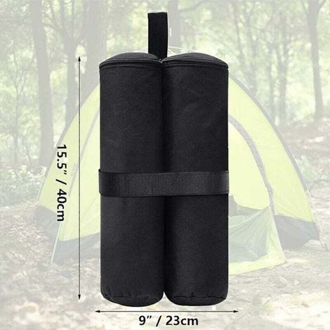 Lot de 4 sacs de lestage pour tonnelle - Pour auvent, tente - Sacs de lestage pour le sable - Pour extérieur instantané - Pieds lestés - Noir (style fermeture éclair, noir) (1/3)