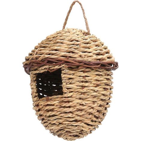 Nichoir suspendu en herbe pour oiseaux chanteurs et sauvages, petit nichoir d'extérieur.