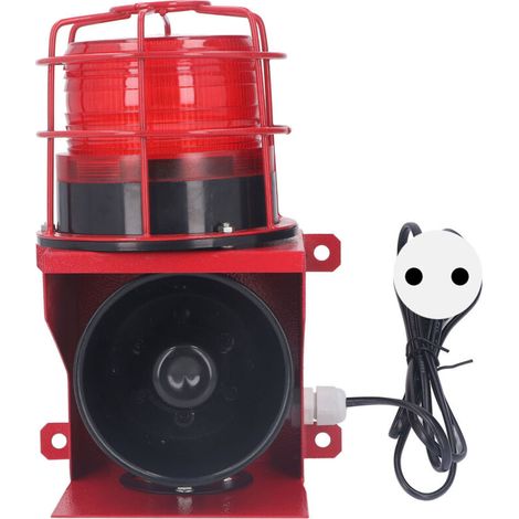 Industrieller akustischer und optischer Alarm, Hochleistungssirene (115 dB), akustische und optische Sicherheitsvorrichtung, Wandmontage, 220-V-EU-Stecker (1/5)