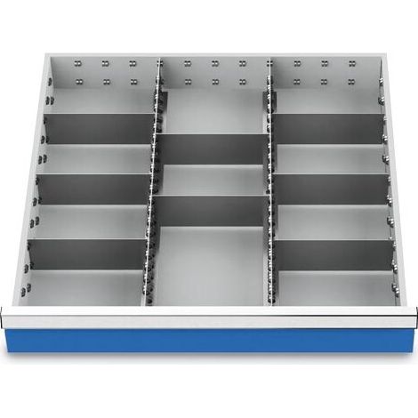 Schubladeneinteilung R 24-24 mit Metalleinteilung für Front 150 mm Maße in mm (BxT): 600 x 600 (1/4)