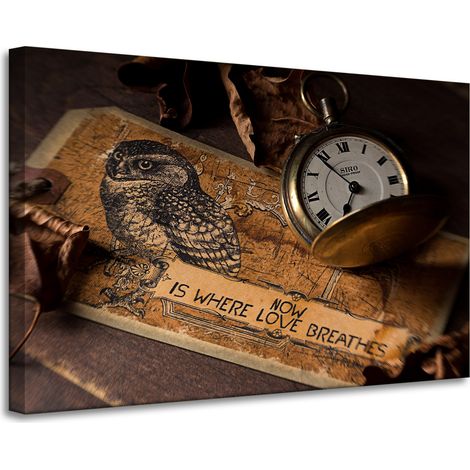 Leinwanddruck Vintage-Retro-Uhr 90x60 cm