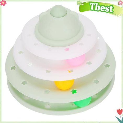 Jouet interactif pour chat - TBEST - Plateau Tournant - 3 niveaux - 3 balles multicolores - Vert (1/5)