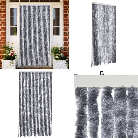 Fliegenvorhang Silbern 100x230 cm Chenille - Fliegenvorhang - Insektenschutz - Türvorhang - Sommergarten - Balkon - Home & Living