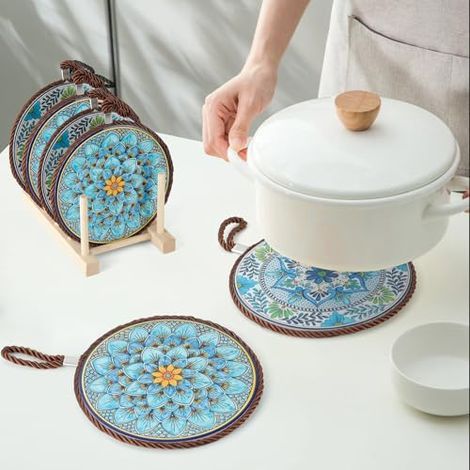 2-teiliger Keramikständer, Untersetzer für heiße Teller, Topf- und Pfannenständer, Abtropfgestell, hitzebeständiger Untersetzer zum Schutz von Tisch und Arbeitsplatte (1/5)