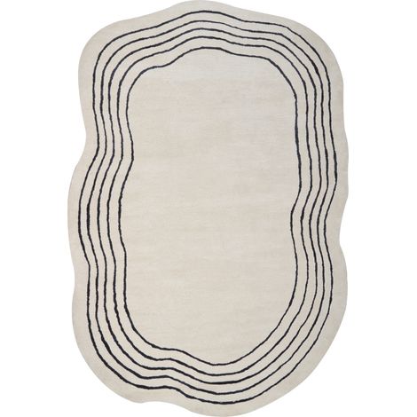 Alfombra moderna de viscosa y lana hecha a mano de forma irregular 200 x 300 cm beige Ramzan