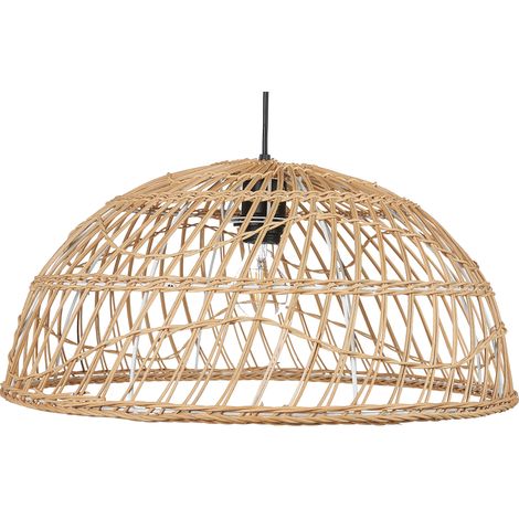 Lámpara de techo de ratán beige natural 123 cm colgante pantalla abierta Ravine