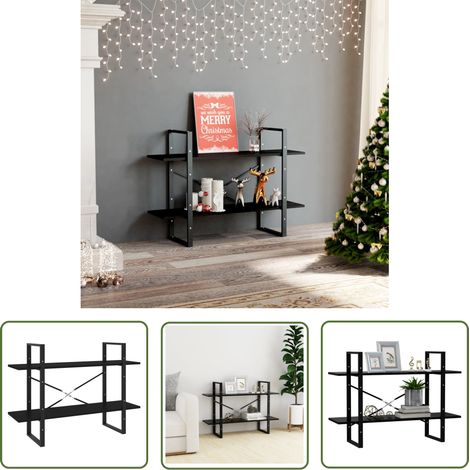 The Living Store Bücherregal 2 Fächer Schwarz 100x30x70 cm Holzwerkstoff - Bücherregal - Regal - Industrielles Design - Schwarzes Regal - Holzkasten (1/5)