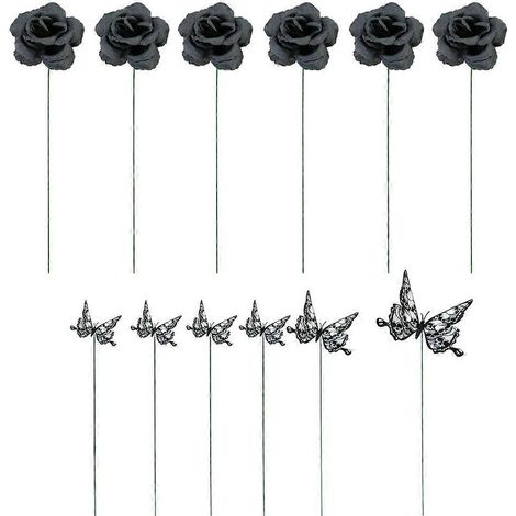 12er-Pack Halloween-Gartenschilder mit Schmetterlings- und Rosenmotiven, Halloween-Dekorationen