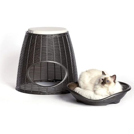 Bama Pasha Pet Cuccia Per Cani e Gatti Antracite 52x50x55cm Piccola Taglia (1/5)